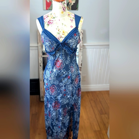 La Vie En Rose Other - La Vie En Rose floral‎ Lace Nightgown - Blue and Red